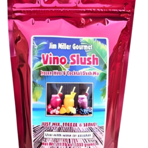 Red Vino Slush wine slushie mix in resealable pouch with tropical label